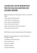 CONTRACTING OFFICER REPRESENTATIVE PRACTICE EXAM 2026 QUESTIONS WITH ACCURATE ANSWERS