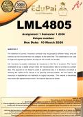 LML4805 Assignment 1 &lpar;COMPLETE ANSWERS&rpar; Semester 1 2026 - DUE 10 March 2026
