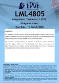 LML4805 Assignment 1 &lpar;ANSWERS&rpar; Semester 1 2026 - DISTINCTION GUARANTEED