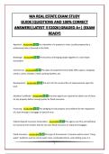 MA REAL ESTATE EXAM STUDY GUIDE&vert;QUESTIONS AND 100&percnt; CORRECT ANSWERS&vert;LATEST &excl;&excl;&excl;&excl;2026&vert;GRADED A&plus;&vert; &lpar;EXAM READY&rpar;
