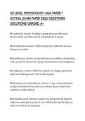 AS LEVEL PSYCHOLOGY AQA PAPER 1 ACTUAL EXAM PAPER 2026 QUESTIONS SOLUTIONS GRADED A&plus;