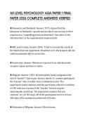 AS LEVEL PSYCHOLOGY AQA PAPER 1 FINAL PAPER 2026 COMPLETE ANSWERS VERIFIED