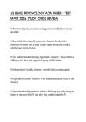 AS LEVEL PSYCHOLOGY AQA PAPER 1 TEST PAPER 2026 STUDY GUIDE REVIEW