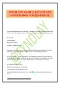 PSYCH HESI EXAM QUESTIONS AND ANSWERS 100&percnt; PASS 2026 UPDATE