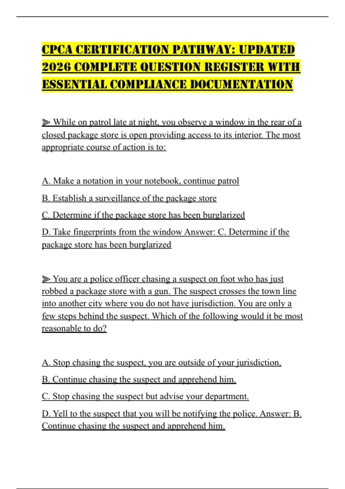 CPCA CERTIFICATION PATHWAY: UPDATED 2026 COMPLETE QUESTION REGISTER ...