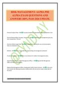 RISK MANAGEMENT- ALPHA PHI ALPHA EXAM QUESTIONS AND ANSWERS 100&percnt; PASS 2026 UPDATE&period;