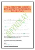 TEXAS PEST CONTROL CATEGORY EXAM QUESTIONS AND ANSWERS 100&percnt; PASS 2026 UPDATE&period;