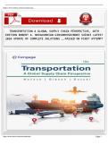 Test Bank for Transportation&colon; A Global Supply Chain Perspective&comma; 10th Edition by Novack&comma; Gibson & Suzuki &vert; All Chapters &vert; Verified Q&A