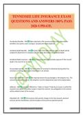TENNESSEE LIFE INSURANCE EXAM QUESTIONS AND ANSWERS 100&percnt; PASS 2026 UPDATE&period;