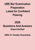 UBE Bar Examination Prep 2026 &ndash; Latest Exam-Style Questions & Answers for Confident Success PDF