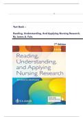 Test Bank - Reading&comma; Understanding&comma; and Applying Nursing Research&comma; 7th Edition &lpar;Fain&comma; 2025&rpar;&comma; Chapter 1-15 &vert; All Chapters