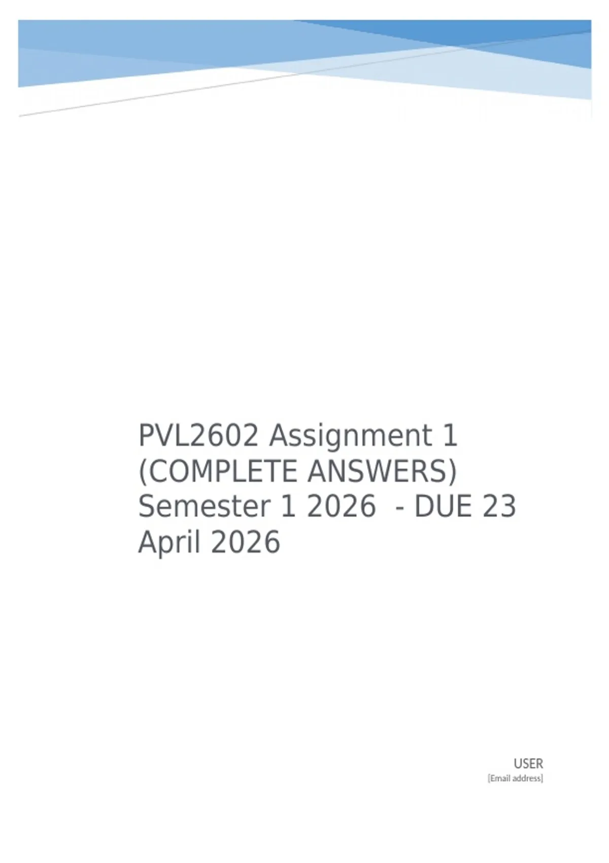 PVL2602 Assignment 1 (COMPLETE ANSWERS) Semester 1 2026 - DUE 23 April ...