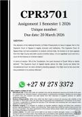 CPR3701 Assignment 1 &lpar;COMPLETE ANSWERS&rpar; Semester 1 2026 - DUE 20 March 2026 
