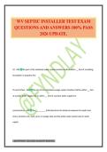 WV SEPTIC INSTALLER TEST EXAM QUESTIONS AND ANSWERS 100&percnt; PASS 2026 UPDATE&period;