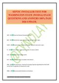 SEPTIC INSTALLER TEST FOR WASHINGTON STATE &lpar;WOSSA&rpar; EXAM QUESTIONS AND ANSWERS 100&percnt; PASS 2026 UPDATE&period;