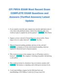 CFI FMVA EXAM Most Recent Exam  COMPLETE EXAM Questions and  Answers &lpar;Verified Answers&rpar; Latest  Update 