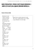 HESI Pediatric &lpar;PEDS&rpar; Exit Exam V1 & V2 2026 &ndash; Latest Updated Questions with Verified Answers &vert; Graded A&plus;