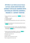 MP BOLC Law Enforcement Exam  ACTUAL EXAM QUESTIONS AND  CORRECT DETAILED ANSWERS WITH  RATIONALES VERIFIED ANSWERS &vert;  GRADED A&plus; &vert; EXPERT VERIFIED 