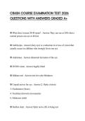 CRASH COURSE EXAMINATION TEST 2026 QUESTIONS WITH ANSWERS GRADED A&plus;