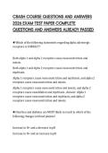 CRASH COURSE QUESTIONS AND ANSWERS 2026 EXAM TEST PAPER COMPLETE QUESTIONS AND ANSWERS ALREADY PASSED