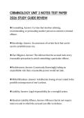 CRIMINOLOGY UNIT 3 NOTES TEST PAPER 2026 STUDY GUIDE REVIEW