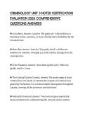 CRIMINOLOGY UNIT 3 NOTES CERTIFICATION EVALUATION 2026 COMPREHENSIVE QUESTIONS ANSWERS
