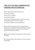 CSUF ACCT 201A FINAL EXAMINATION TEST QUESTIONS AND SOLUTIONS 2026