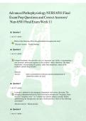 NURS 6501 Advanced Pathophysiology Final Exam 2026 &ndash; Verified Questions and Correct Answers &vert; Week 11 Study Guide