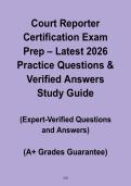 Court Reporter Certification Exam Prep 2026 &vert; Latest Practice Questions & Answers &vert; Updated Study Guide