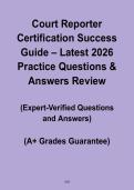 Court Reporter Certification Success Guide 2026 &vert; Latest Practice Questions & Answers Review &vert; Exam Prep PDF