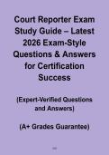 Court Reporter Exam Study Guide 2026 &vert; Latest Exam-Style Questions & Answers &vert; Certification Success PDF