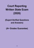 Court Reporting Written State Exam Prep &vert; Latest Practice Questions & Answers &vert; Certification Study Guide PDF