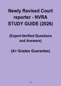Newly Revised Court Reporter NVRA Study Guide &vert; Latest 2026 Exam Prep PDF