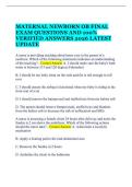 MATERNAL NEWBORN OB FINAL EXAM QUESTIONS AND 100&percnt; VERIFIED ANSWERS 2026 LATEST UPDATE