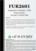 FUR2601 Assignment 1 &lpar;COMPLETE ANSWERS&rpar; Semester 1 2026 - DUE 27 March 2026 