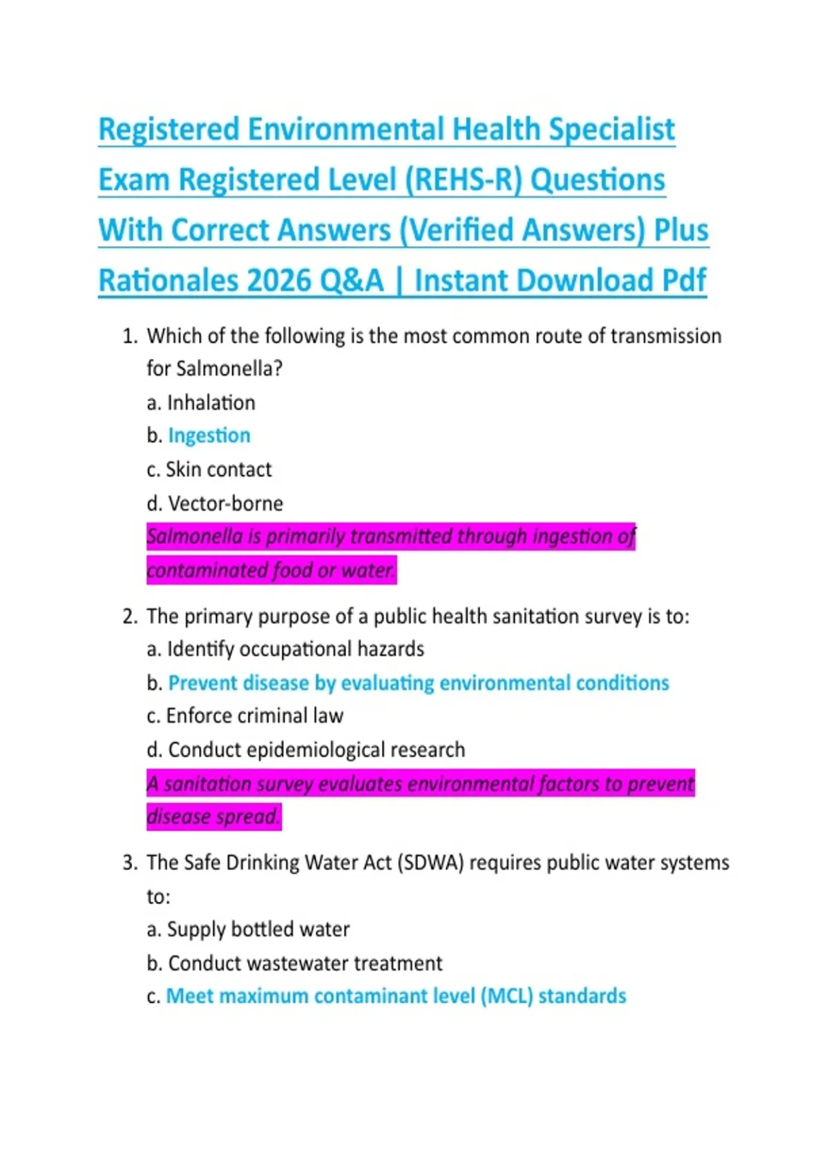 Registered Environmental Health Specialist Exam Registered Level (REHS ...