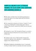 AMERICAN AIRLINES FLIGHT ATTENDANT TRAINING 787 EXAM SCRIPT 2026 QUESTIONS WITH ANSWERS GRADED A&plus;