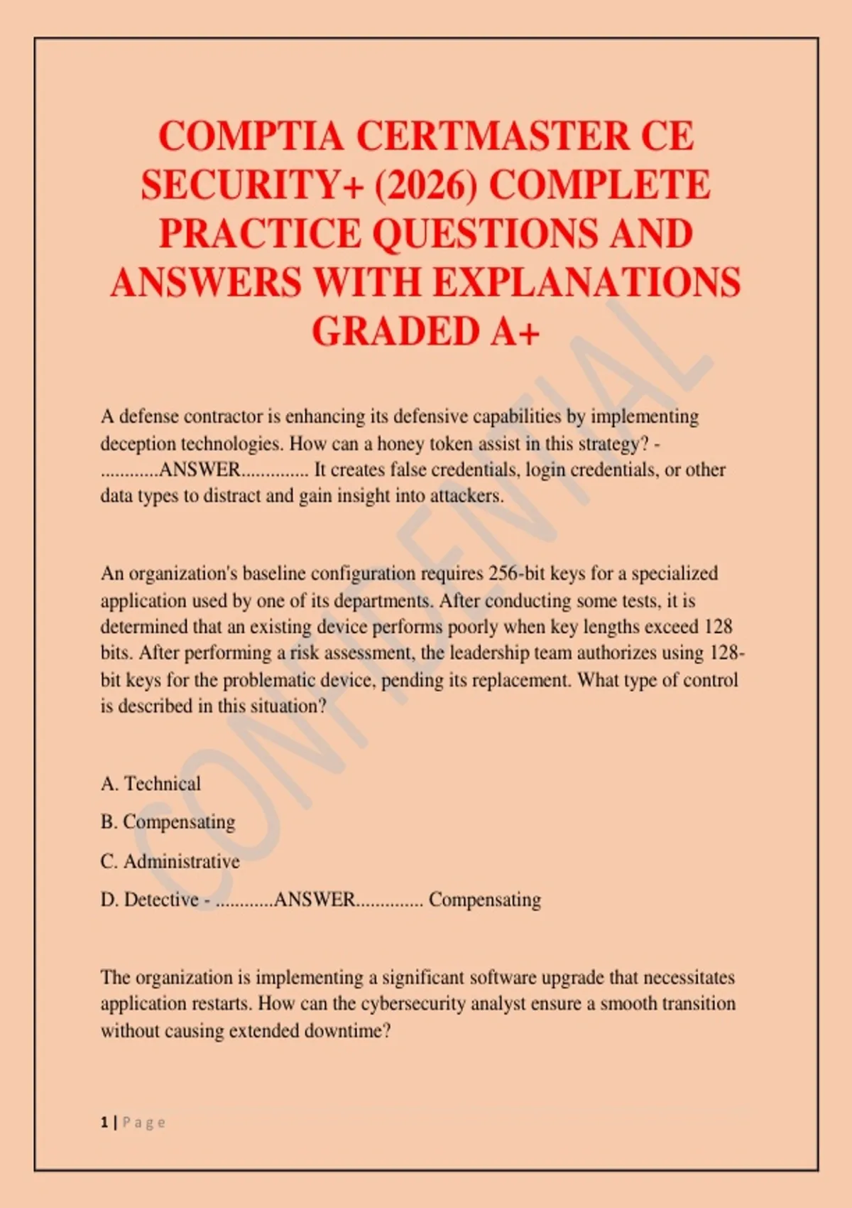 COMPTIA CERTMASTER CE SECURITY+ (2026) COMPLETE PRACTICE QUESTIONS AND ...