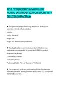 APEA PSYCHIATRIC PHARMACOLOGY ACTUAL EXAM PAPER 2026 QUESTIONS WITH SOLUTIONS GRADED A&plus;