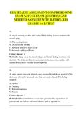 HESI HEALTH ASSESSMENT COMPREHENSIVE  EXAM ACTUAL EXAM QUESTIONS AND  VERIFIED ANSWERS WITH RATIONALES  GRADED A&plus; LATEST 