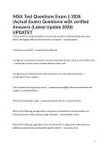 IHSA Test Questions Exam &vert;&vert; 2026 &lpar;Actual Exam&rpar; Questions with verified Answers &lpar;Latest Update 2026&rpar; UPDATE&excl;&excl;