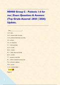 NIHSS Group C - Patients 1-6 for me &vert; Exam Questions & Answers &lpar;Top Grade Assured -2025 &vert; 2026&rpar; Update&period;     