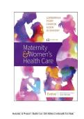 Test Bank for Maternity and Women&rsquo;s Health Care 12th Edition Lowdermilk &lpar;All chapters Complete&comma; Question and Answers&rpar;2024