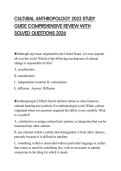 CULTURAL ANTHROPOLOGY 2023 STUDY GUIDE COMPREHENSIVE REVIEW WITH SOLVED QUESTIONS 2026
