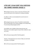 LETRS UNIT 2 EXAM SCRIPT 2026 QUESTIONS AND VERIFIED ANSWERS GRADED A&plus;