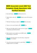 BMW Associate Level ASE Test Complete Study Questions with  Verified Answers