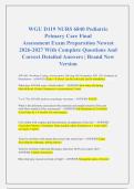 WGU D119 NURS 6840 Pediatric  Primary Care Final  Assessment Exam Preparation Newest  2026-2027 With Complete Questions And  Correct Detailed Answers &vert; Brand New  Version