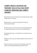 CURRENT MEDICAL DIAGNOSIS AND TREATMENT 2026 ACTUAL EXAM SCRIPT COMPLETE QUESTIONS AND CORRECT ANSWERS