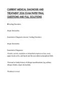 CURRENT MEDICAL DIAGNOSIS AND TREATMENT 2026 EXAM PAPER FINAL QUESTIONS AND FULL SOLUTIONS