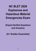 NC BLET 2026 Explosives and Hazardous Material Emergencies Exam &vert; Law Enforcement HAZMAT Study Guide PDF